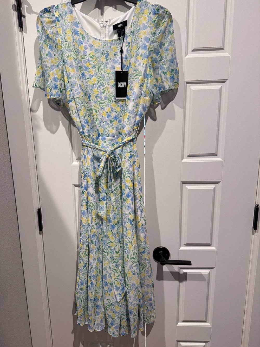 DKNY Pastel Floral Maxi Dress in Yellow & Blue